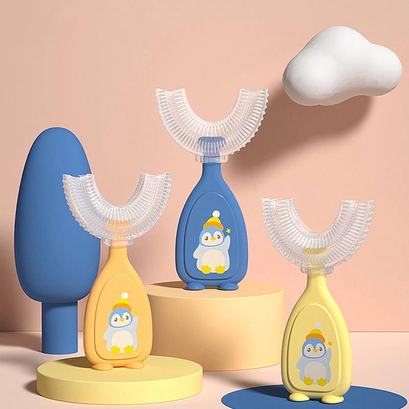 Bàn chải đánh răng trẻ em hình chữ U bằng silicon cho bé 2-12 tuổi