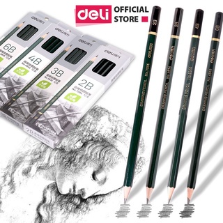 Bút chì 2B Deli lục giác dùng cho học sinh-văn phòng -màu xanh-1 cái 7084 - HOKAMI STORE