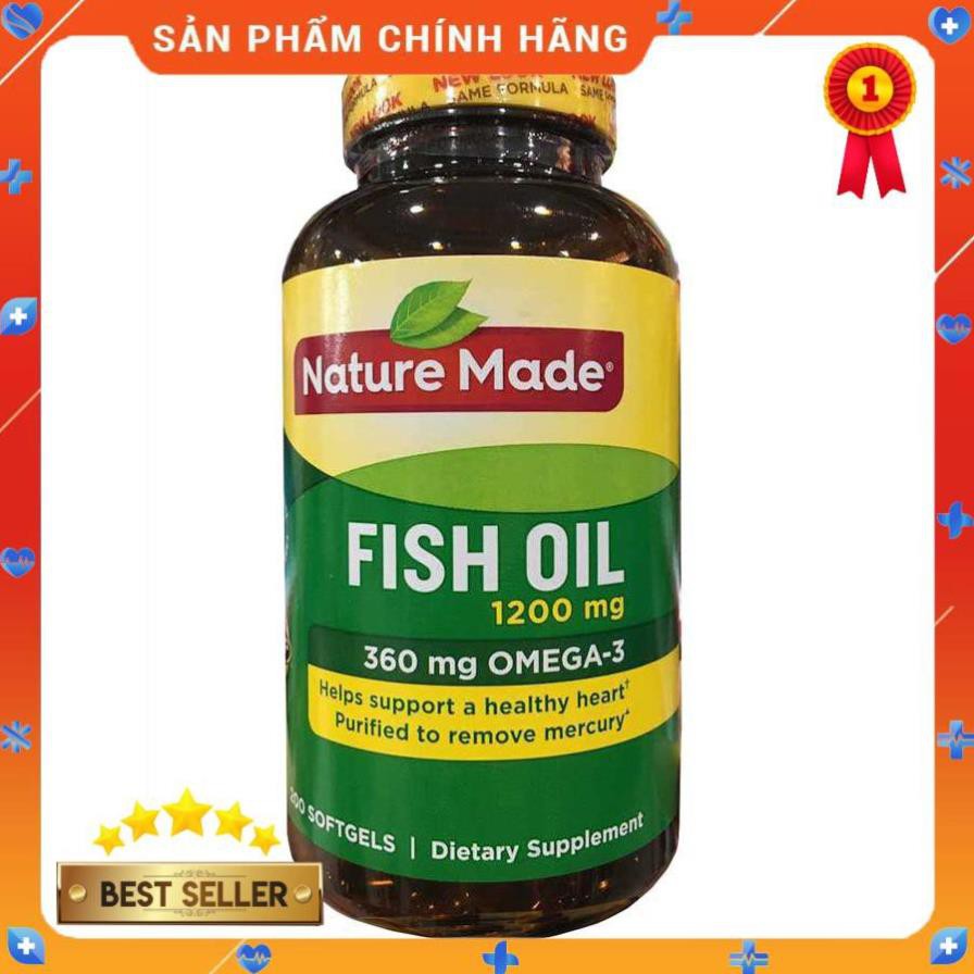[Hàng Mỹ] Dầu cá Omega 3 Nature Made Fish oil 1200mg hộp 200 viên - FREESHIP 99k