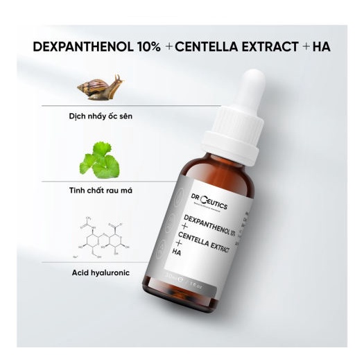 Tinh Chất B5 DrCeutics Dexpanthenol 10% + Centella Extract + HA 30ml - Serum Dưỡng Ẩm, Phục Hồi Da
