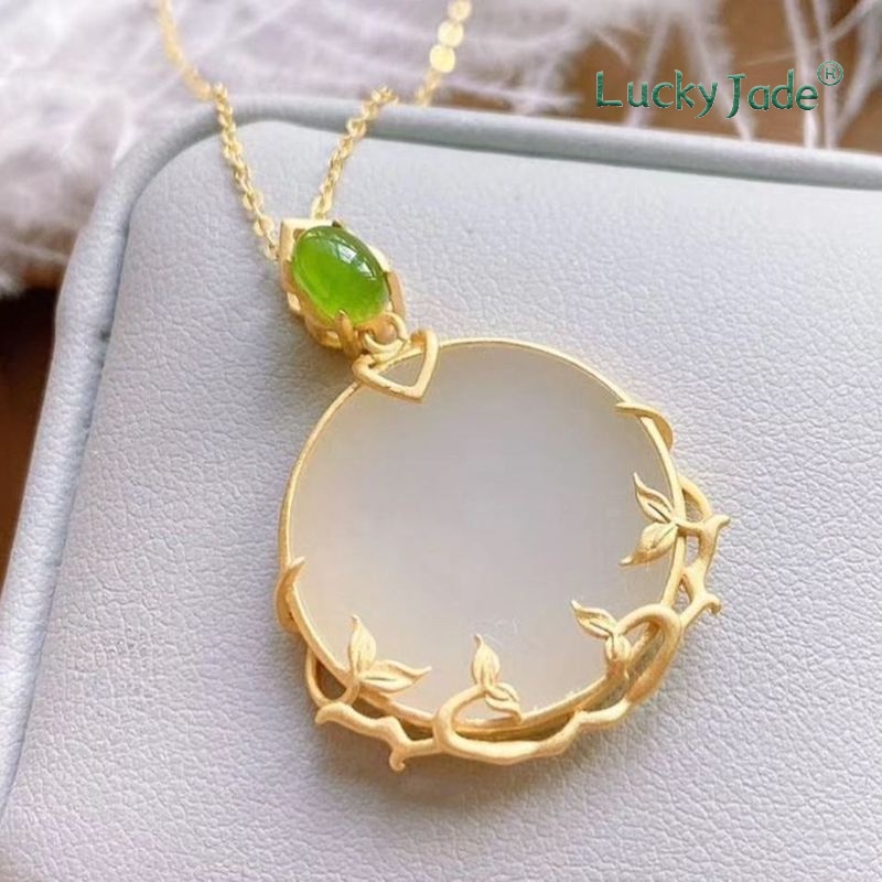 Vòng cổ Mạ Bạc 925 Đính Ngọc Bích Phong Cách Vintage