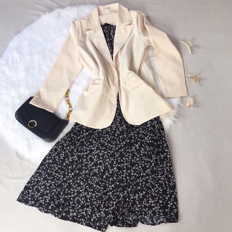 Áo blazer phong cách Hàn Quốc Julina cực xinh áo khoác thu đông trẻ trung đi làm đi chơi đi học màu be nhã nhặn | BigBuy360 - bigbuy360.vn