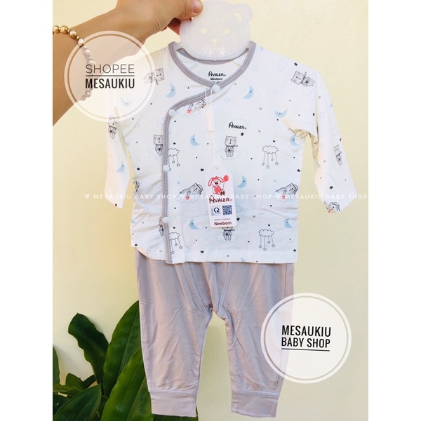 Bộ dài tay cài vai Avaler sợi tre cao cấp 2021 (size Newborn - 6m)