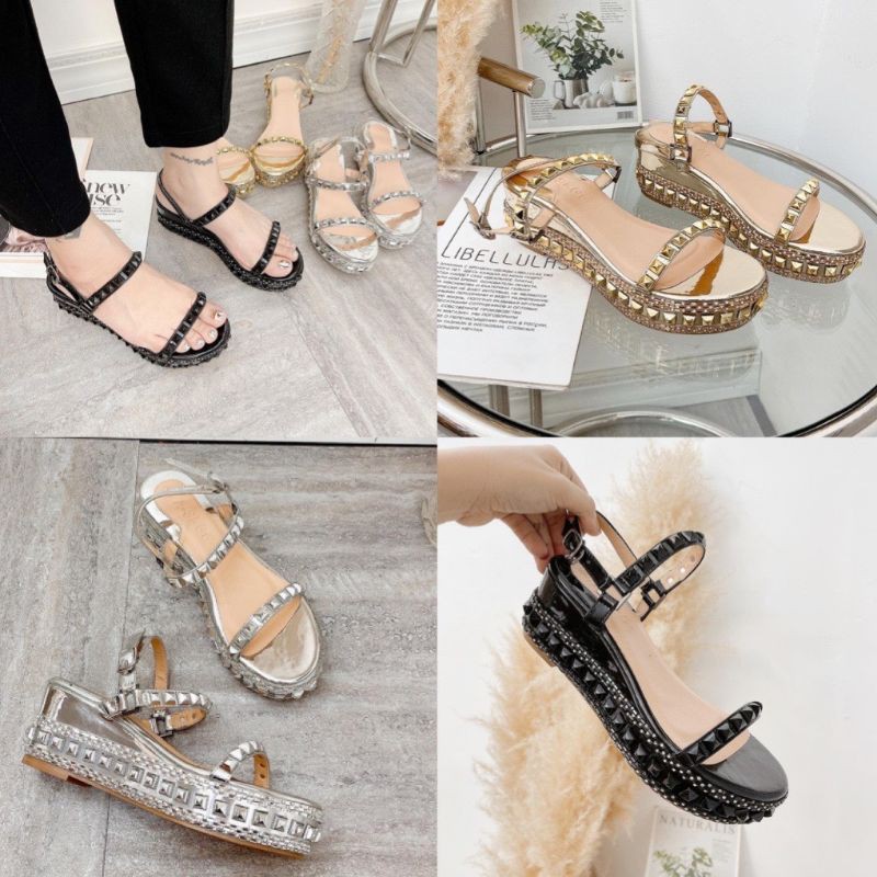 Sandal xuồng 2 quai đinh MAILIAA đế 5 phân dễ đi