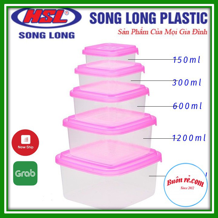 Bộ 5 Hộp Nhựa Đựng Thực Phẩm An Toàn Tiện Lợi Song Long 2812 [Buôn Rẻ 01174]
