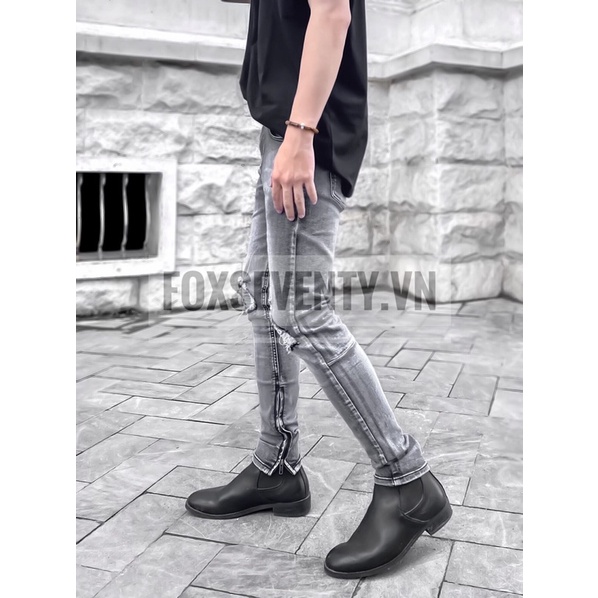 Quần jean có khóa zip Foxseventy chất jean co dãn có zipper dễ phối đồ | BigBuy360 - bigbuy360.vn