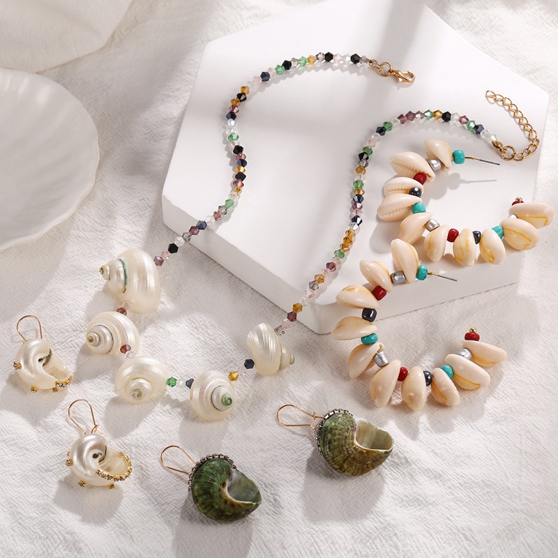 Bộ Trang Sức Vòng Đeo Tay/Vòng Tay/Vòng cổ Hình Vỏ Sò Thời Trang Cho Đi Biển YKD