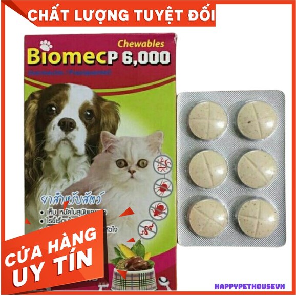 Viên nhai Biomecp 6000 hỗ trợ loại bổ ve rận và giun cho chó mèo