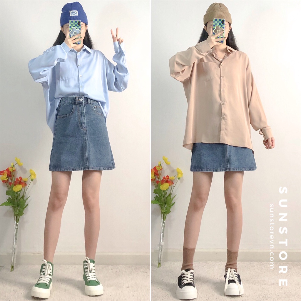 Áo sơ mi nữ tay dài basic nhiều màu Ulzzang