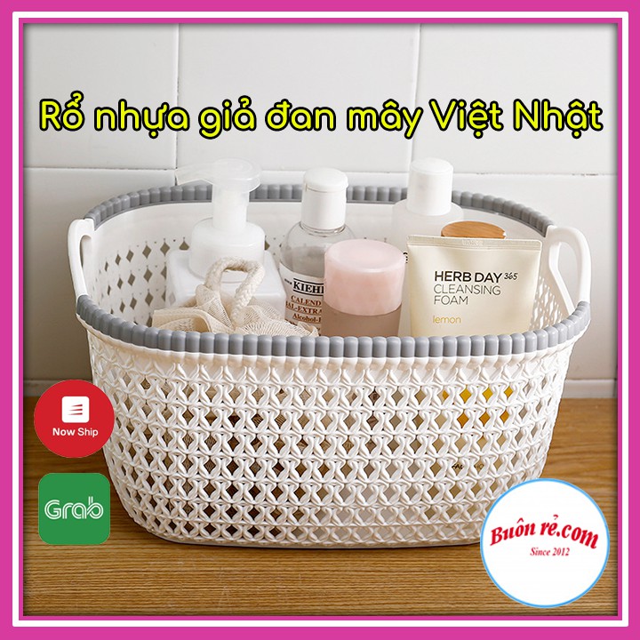 Rổ Nhựa Giả Đan Mây Có Quai Cầm Size Nhỏ Việt Nhật 3377-1 - Giỏ Hàn Quốc Buôn Rẻ 00690