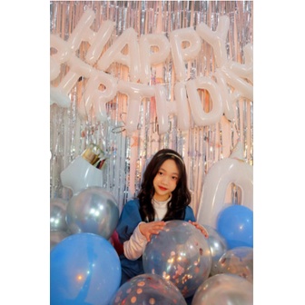 Bóng chữ Happy birthday màu trắng sữa trang trí sinh nhật thôi nôi cho bé trai bé gái người lớn đẹp