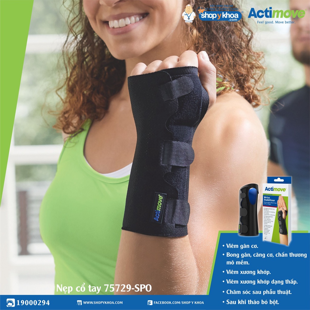 Nẹp Cổ Tay 75729-SPO Actimove Wrist Stabilizer, Màu Đen - NK Chính Hãng Châu Âu (1 cái)