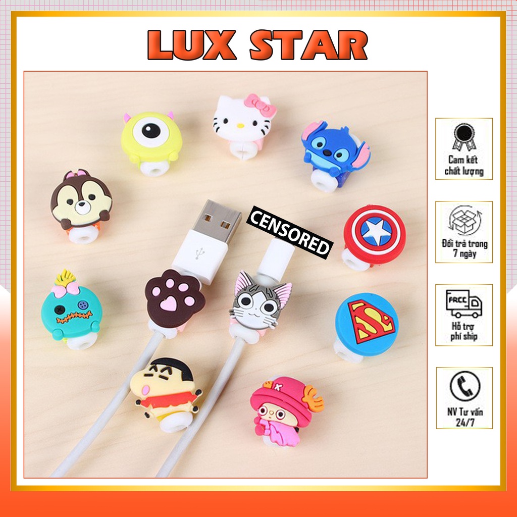 Đầu Thú Cắn Cáp Nút Bảo Vệ Cáp Sạc Tai Nghe Nhiều Hình Cute Siêu Đẹp