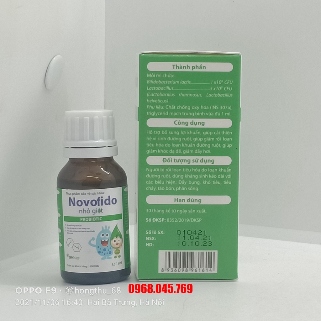 Novofido drops - Bổ sung lợi khuẩn đường ruột lọ 15ml (Thích hợp cho trẻ dưới 24 tháng tuổi)