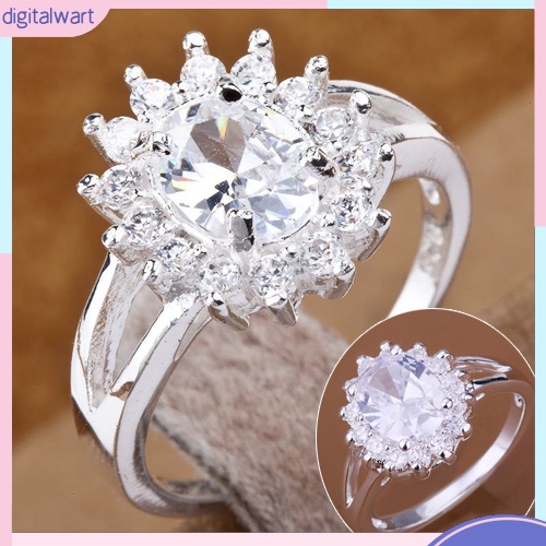 Nhẫn mạ bạc đính đá hình hoa hướng dương sang trọng