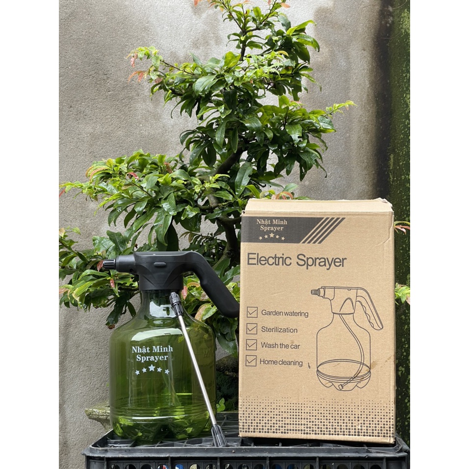 Bình bơm nước - Bình phun sương bằng điện tưới cây đa năng xịt khử khuẩn, côn trùng 3L Xanh Lá  - Minh Nhật Sprayer