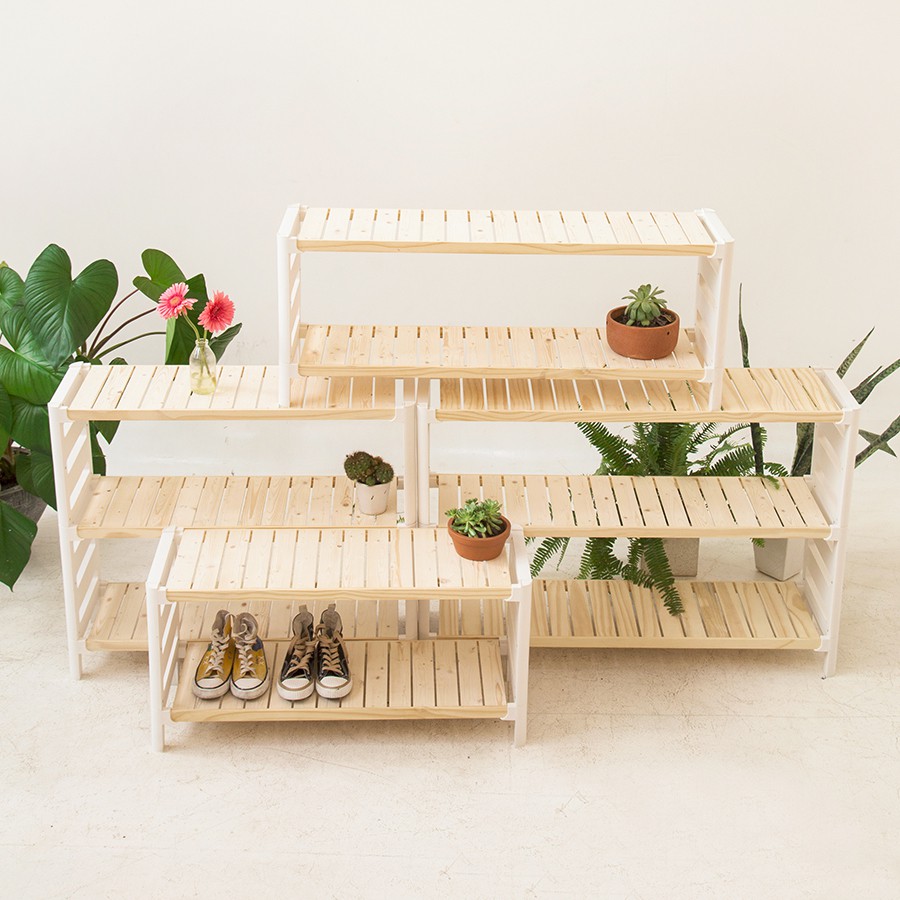 Kệ sách, kệ làm vườn -Gỗ thông-Modular shoe rack  80cm -100-120 cm Dễ lắp rắp