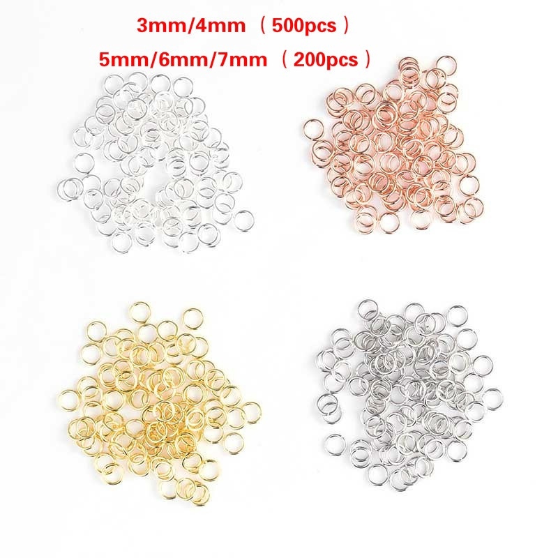 Set 200 / 500 Vòng Kim Loại 3-7mm Làm Đồ Trang Sức Thủ Công