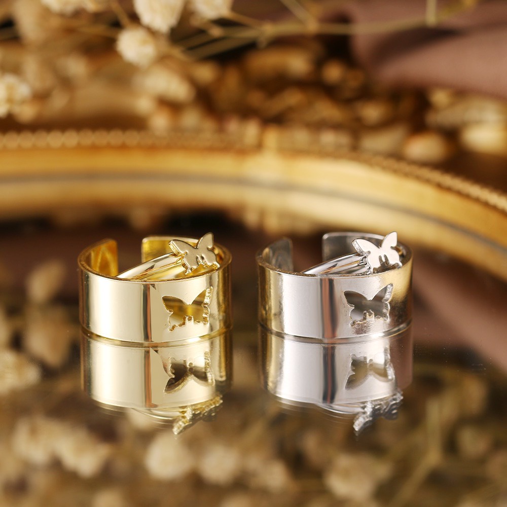 Bộ Nhẫn Đôi phong cách Hàn Quốc basic set 2 chiếc, Nhẫn đeo tay tùy chỉnh khích thước dành cho cặp đôi