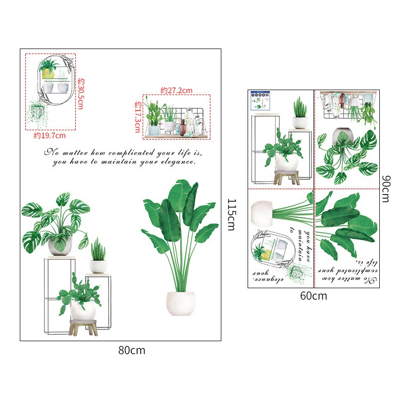 Decal dán tường trang trí - BỘ MỚICHẬU CÂY XANH MỚI