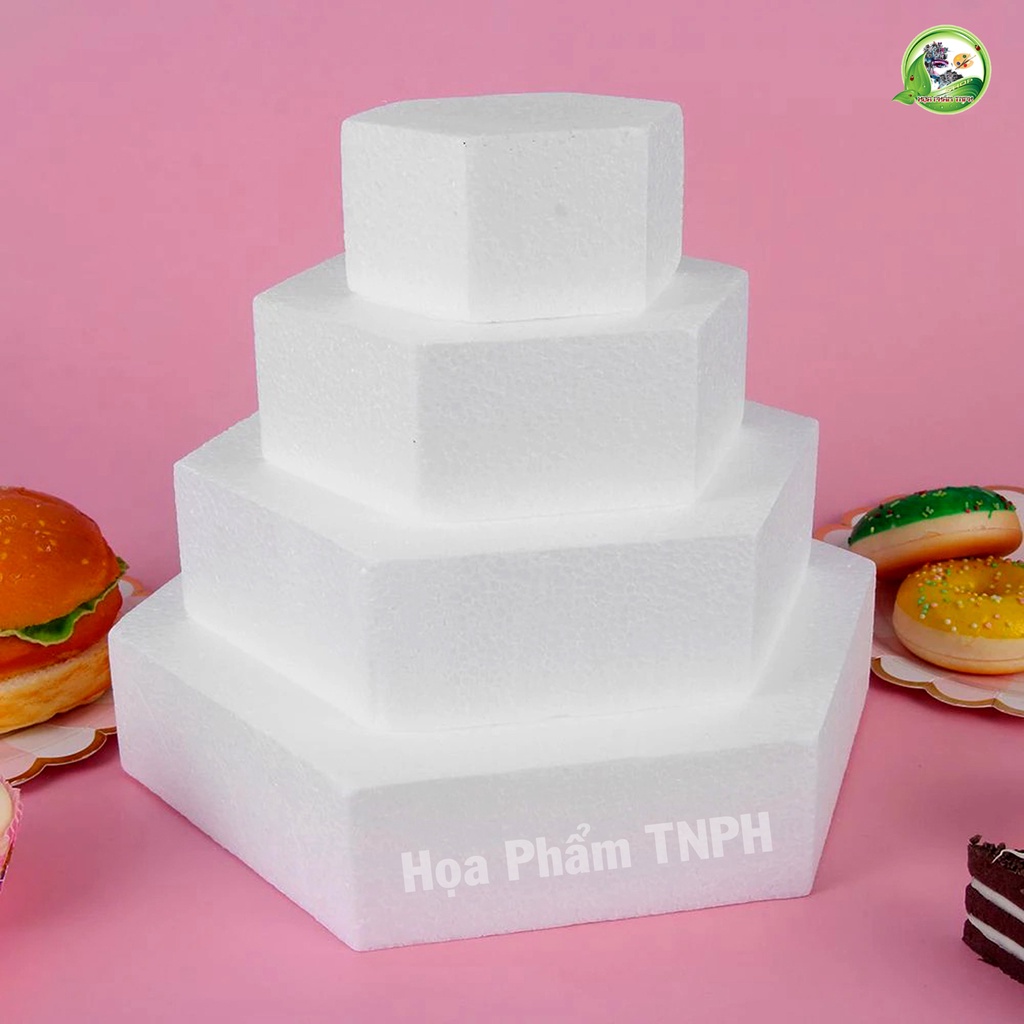 Mô Hình Bằng Xốp Lục Giác 6 Cạnh Thanh Lịch Màu Trắng Nhiều Size Không Thấm Nước Dùng Làm Khuân Mẫu Bánh Kem Trang Trí
