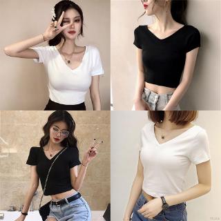Áo thun nữ ngắn tay cổ chữ v thời trang
