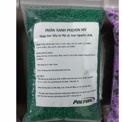 500 gram Phân tan Chậm Mỹ PoLyon hạt xanh 16-6-12.