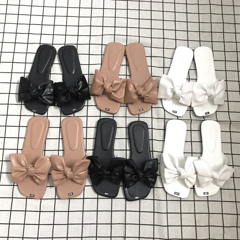 Dép nữ - Dép quai ngang nơ xinh mềm êm