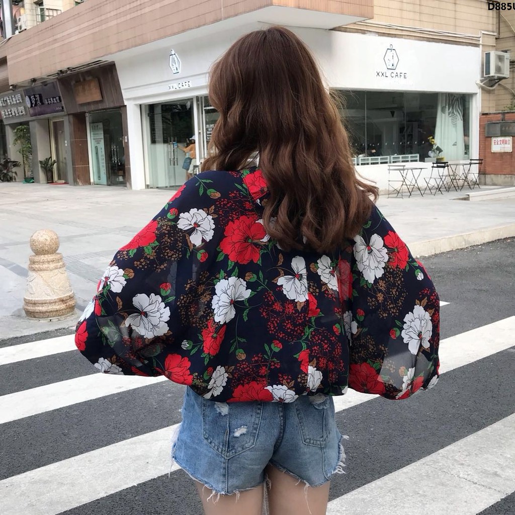 Áo Croptop Dáng Rộng Tay Cánh Dơi Chống Nắng Phong Cách Thời Trang Harajuku Nhật Bản