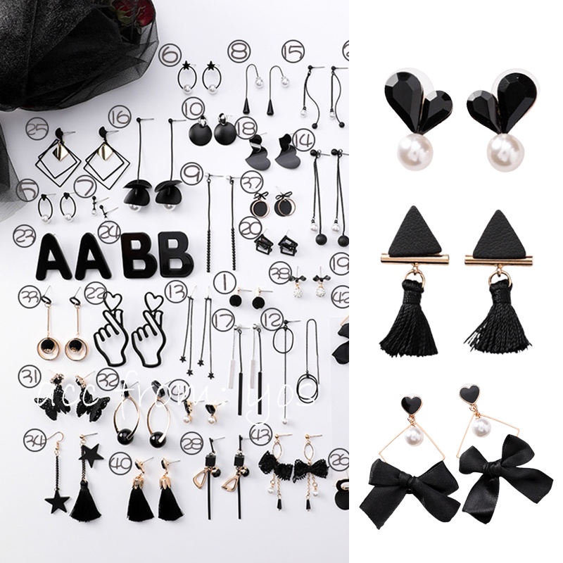 Bông tai khuyên tai tone màu đen sang chảnh dành cho nữ