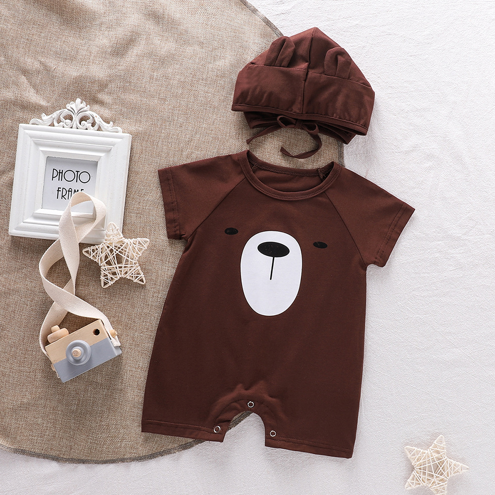 Set áo liền quần và mũ trùm đầu đáng yêu cho bé sơ sinh