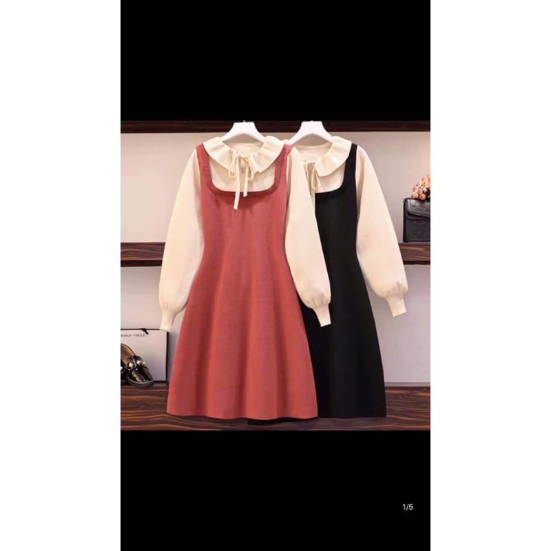 Váy len màu đỏ order taobao