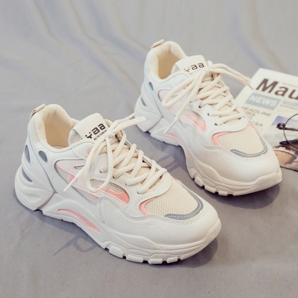 Giày thể thao nữ YAA đế độn 3 phân, Sneaker thời trang độn gót
