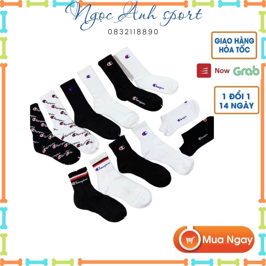 Tất vớ thời trang thể thao năng động cổ cao -tất champion unisex
