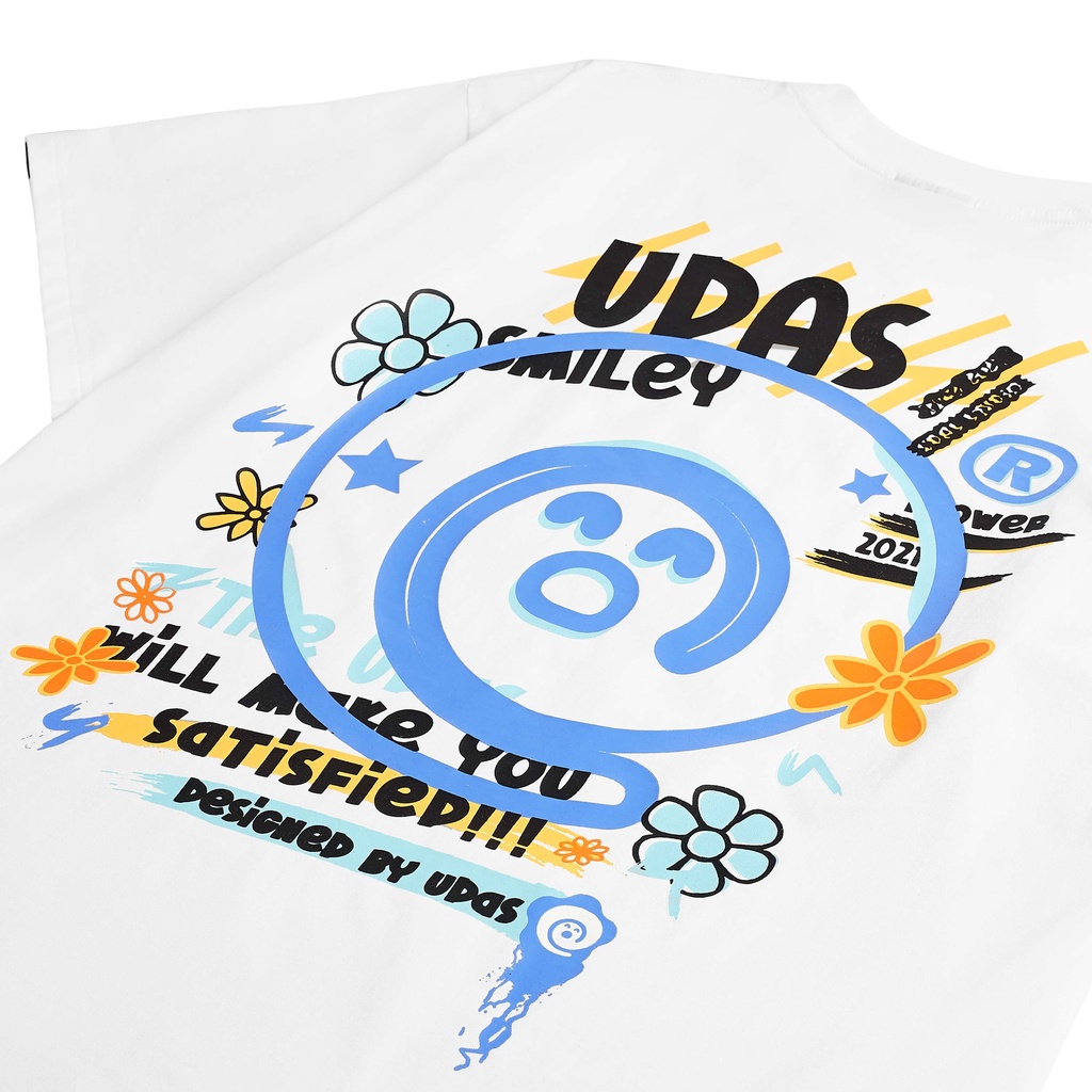 Áo thun tay lỡ UDAS phông Unisex nam nữ Cotton oversize form rộng BLOSSOM - Trắng | BigBuy360 - bigbuy360.vn