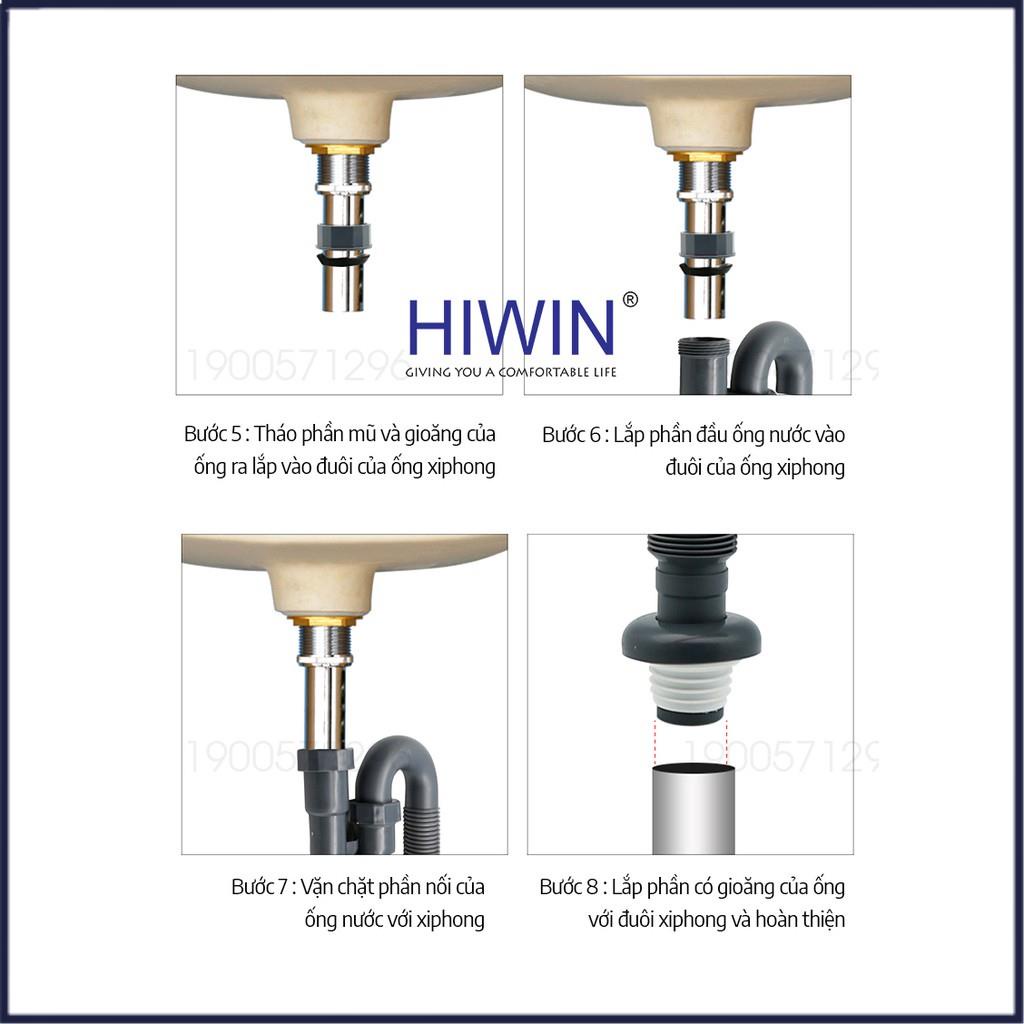 Bộ xả lavabo, xiphong chậu rửa mặt nắp lật đồng mặt gương có lỗ chống tràn HIWIN PG-3016