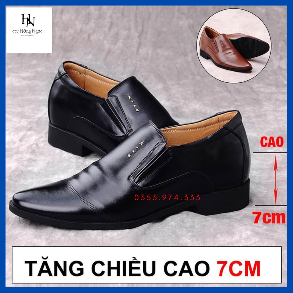 Giày da cao cấp,giầy tây tăng chiều cao 6-7cm,đế cao su nguyên tấm chống trơn
