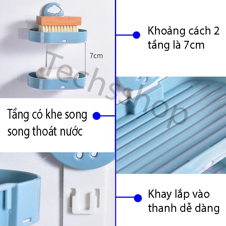 Kệ Xà Phòng 2 Tầng Hình Mây Mưa Dán Tường - Kệ Nhà Tắm Để Xà Bông