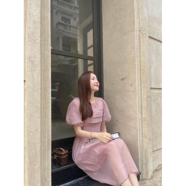 Váy tơ li eo tay bồng 3 màu | BigBuy360 - bigbuy360.vn