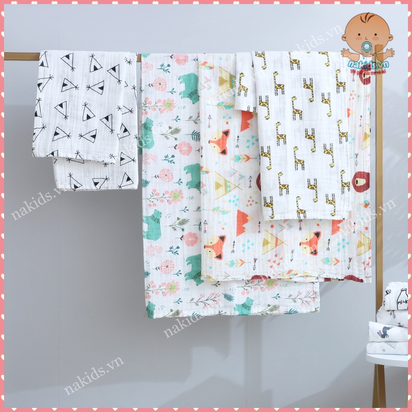 Khăn Tắm Sợi Tre Muslin Swadle Đa Năng, Khăn Ủ Cho Bé