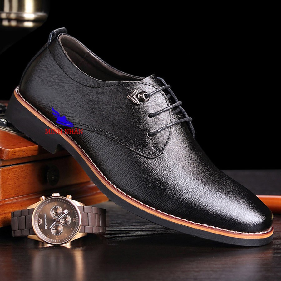 Giày tây nam da bò đế khâu lót cừu buộc dây công sở kiểu Ý Oxford Captoe doanh nhân kinh doanh sang trọng lịch lãm B-1