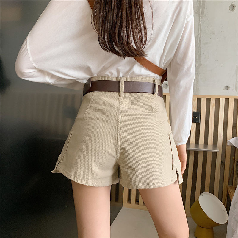 Quần Short Denim Lưng Cao Kiểu Retro Hàn Quốc Cá Tính Cho Nữ