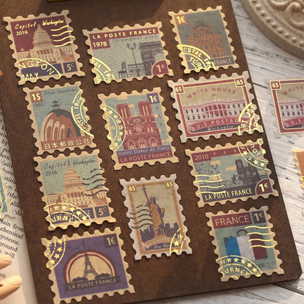 Sticker Dán Trang Trí Nhật Ký Hình Cây Cối Phong Cách Retro