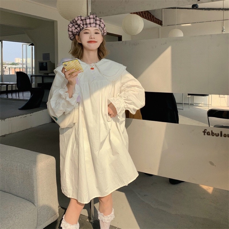 ✨💕Đầm baby doll cổ bầu tay dài