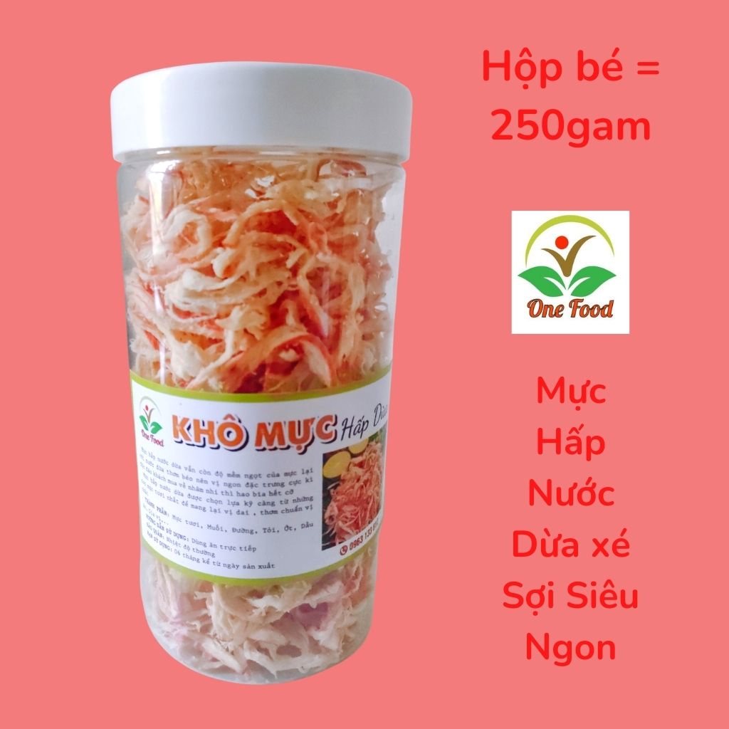 Khô Mực Hấp Nước Dừa Xé Sợi Loại 1, Mực Khô xé cay, Đồ Ăn Vặt Hà Nội Siêu Ngon, OneFood68