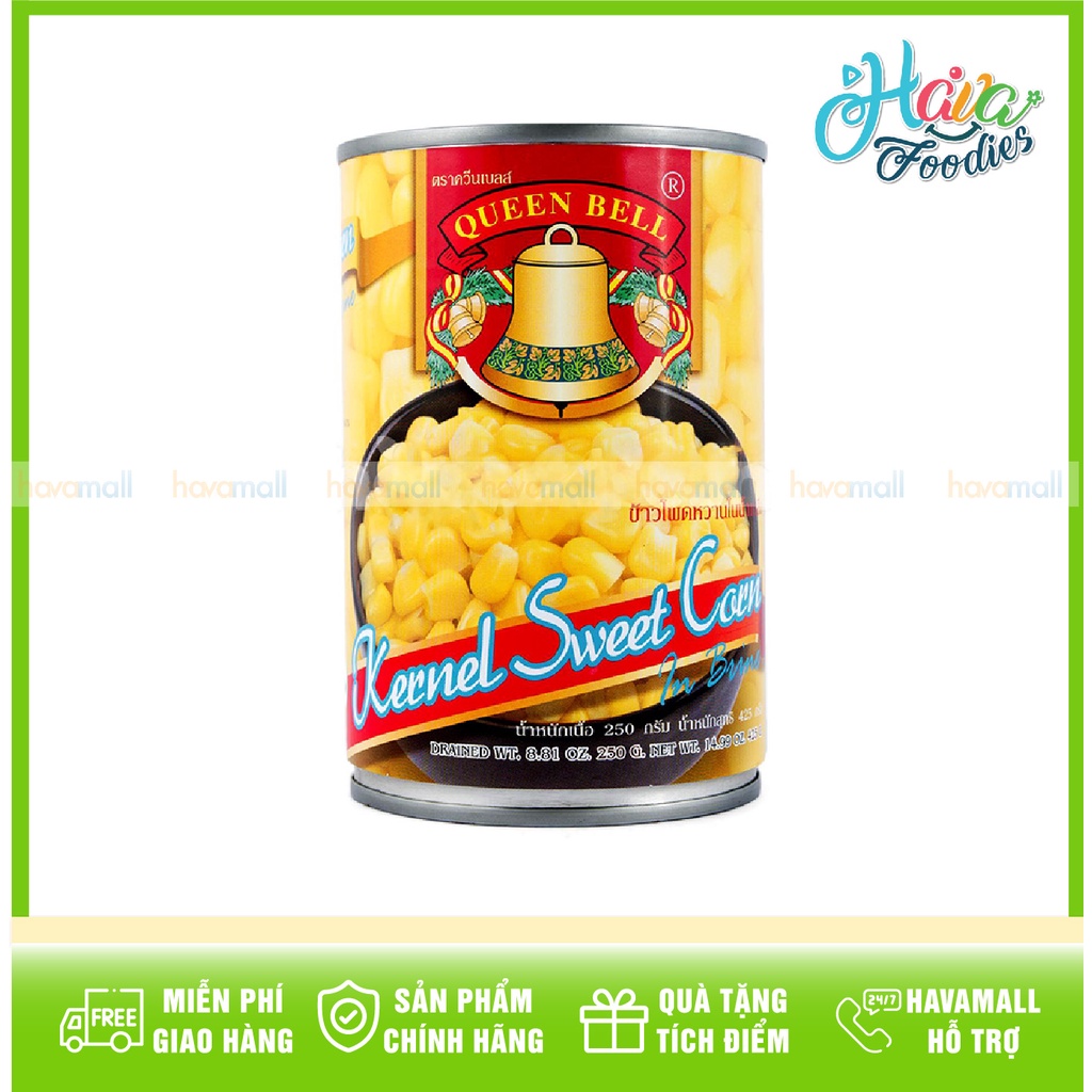 [HÀNG CHÍNH HÃNG] Bắp Ngọt Nguyên Hạt Đóng Lon Queen Bell 425gr - Kernel Sweet Corn