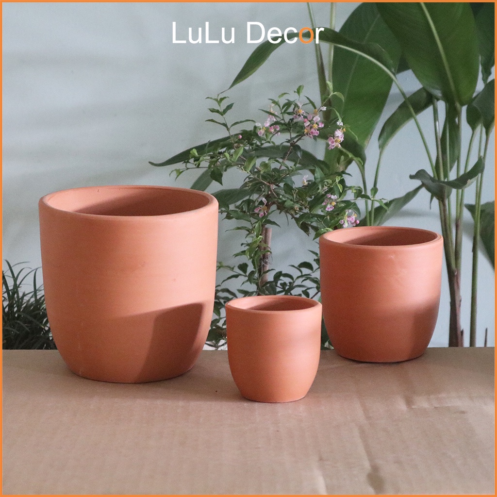 Chậu Trồng Cây - Bộ 3 Chậu Đất Nung 3 Size, Trồng Cây Decor Tiểu Cảnh Sân Vườn, Chậu Trồng Sen Đá, Xương Rồng, Dương Xỉ