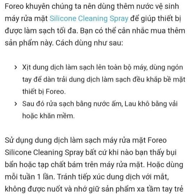 Dung dịch vệ sinh máy Foreo Silicone Cleaning Spray