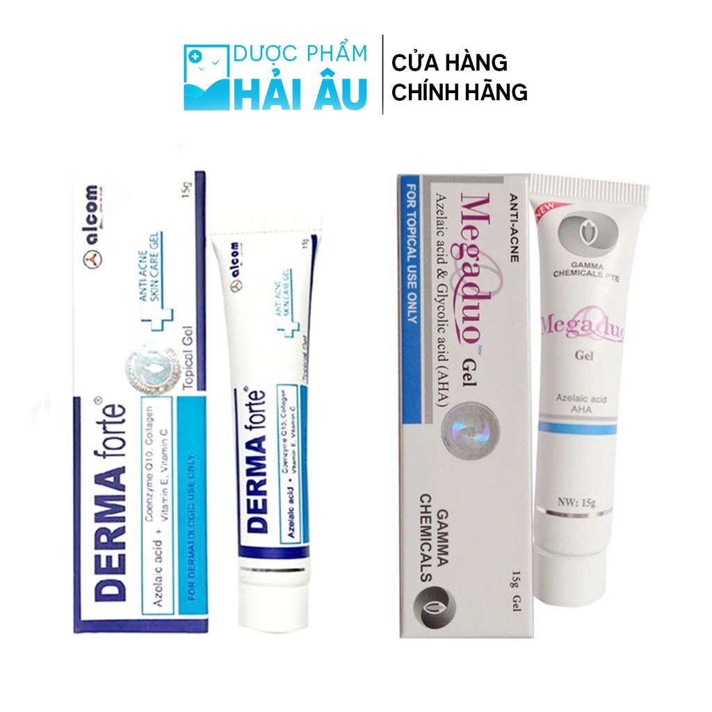 Combo gel giảm mụn mờ thâm Dermaforte và Megaduo 15g