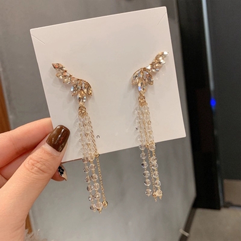 Long silver earrings S925 long red Korean net